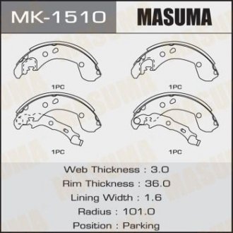 MK1510 Колодка тормозная барабанная (MK1510) MASUMA MASUMA подбор по vin на Brocar