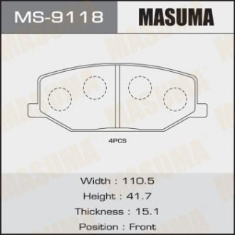 MS9118 Колодка тормозная (MS9118) MASUMA MASUMA подбор по vin на Brocar