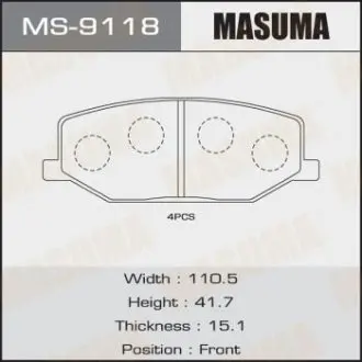 MS9118 Колодка гальмівна (MS9118) MASUMA MASUMA підбір по vin на Brocar