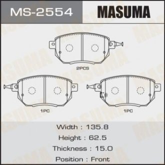 MS2554 Колодка тормозная (MS2554) MASUMA MASUMA подбор по vin на Brocar