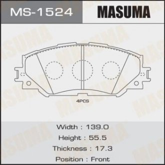 MS1524 Колодка тормозная (MS1524) MASUMA MASUMA подбор по vin на Brocar