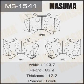 MS1541 Колодка тормозная (MS1541) MASUMA MASUMA подбор по vin на Brocar