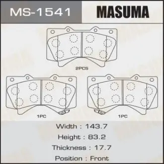 MS1541 Колодка гальмівна (MS1541) MASUMA MASUMA підбір по vin на Brocar