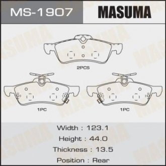MS1907 Колодка гальмівна (MS1907) MASUMA MASUMA підбір по vin на Brocar