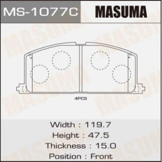 MS1077 Колодка тормозная (MS1077) MASUMA MASUMA подбор по vin на Brocar