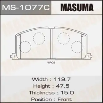 MS1077 Колодка гальмівна (MS1077) MASUMA MASUMA підбір по vin на Brocar
