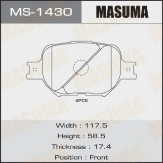 MS1430 Колодка тормозная (MS1430) MASUMA MASUMA подбор по vin на Brocar