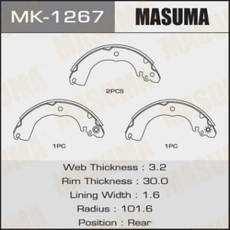 MK1267 Колодка тормозная барабанная (MK1267) MASUMA MASUMA подбор по vin на Brocar