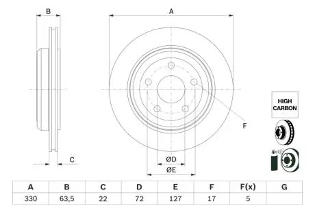0986479G84 TARCZA HAM. JEEP T. GRAND CHEROKEE 3,0 CRD/3,6-6,4 4X4 10- BOSCH підбір по vin на Brocar