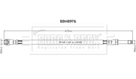 BBH8976 Тормозной шланг BORG&BECK підбір по vin на Brocar