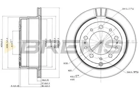 CD7597V Тормозной диск зад. Land Cruiser 100 4.7 i/4.2 TD (329x18) BREMSI подбор по vin на Brocar