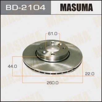BD2104 Диск тормозной передний Nissan Micra (02-10), Note (06-16) (Кратно 2 шт) MASUMA подбор по vin на Brocar