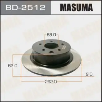 BD2512 Диск тормозной задний Nissan Juke (10-), Teana (06-16) (Кратно 2 шт) MASUMA подбор по vin на Brocar
