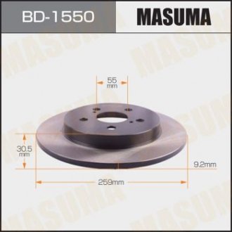 BD1550 Диск тормозной задний Toyota Prius (09-15) (Кратно 2 шт) MASUMA подбор по vin на Brocar