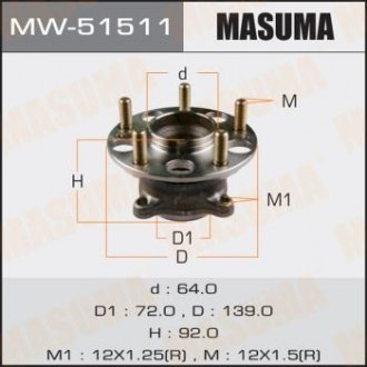 MW51511 Ступица колеса (MW51511) MASUMA MASUMA підбір по vin на Brocar