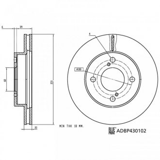 ADBP430102 TARCZA HAM. SUZUKI P. IGNIS 1,2 16- BLUE PRINT підбір по vin на Brocar