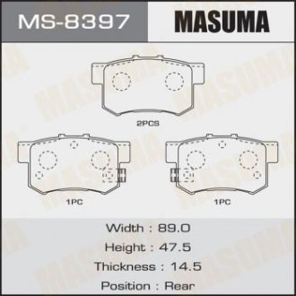 MS8397 Колодка тормозная (MS8397) MASUMA MASUMA подбор по vin на Brocar