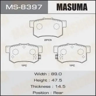 MS8397 Колодка гальмівна (MS8397) MASUMA MASUMA підбір по vin на Brocar