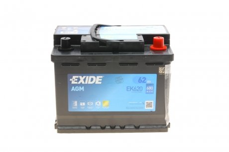 EK620 Аккумулятор 62Ah-12v Exide AGM (242х175х190),R,EN680 EXIDE подбор по vin на Brocar
