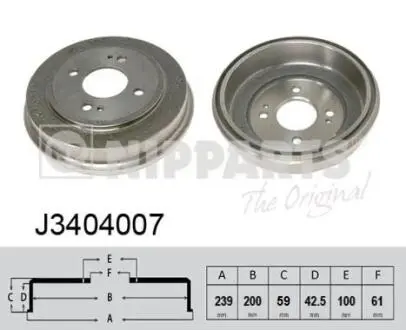 J3404007 Тормозные барабаны NIPPARTS подбор по vin на Brocar