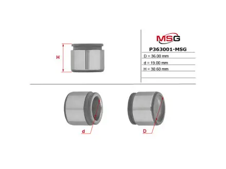 P363001MSG Поршень гальмівного супорту MERCEDES-BENZ CLC 08-11, CLK W208 97-02, CLK W209 02-10, C-Class W203 00-07, C-Class W202 93-00, E-Class W210 94-03, SLK R170 96-04, SLK R171 04-11 MSG підбір по vin на Brocar