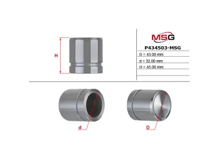P434503MSG Поршень гальмівного супорту MITSUBISHI Pajero Sport 08-16, Pajero Sport 16-, Pajero Sport 99-09 MSG підбір по vin на Brocar
