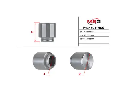 P434501MSG Поршень гальмівного супорту PEUGEOT 4007 07-12; MITSUBISHI Lancer X 07-, Outlander 12-15, Outlander 02-07, Pajero Sport 08-16, Outlander 07-12, Pajero Classic 02-10, Pajero 91-99, Pajero Sport 99-09, Space Wagon 98-04, Galant 96-03, Galant 92-96; CIT MSG підбір по vin на Brocar