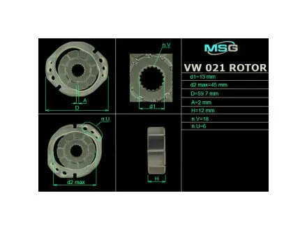 VW021ROTOR Ротор, статор та пластини насоса ГУР Audi A4, Audi Q7, Citroen Jumper MSG подбор по vin на Brocar