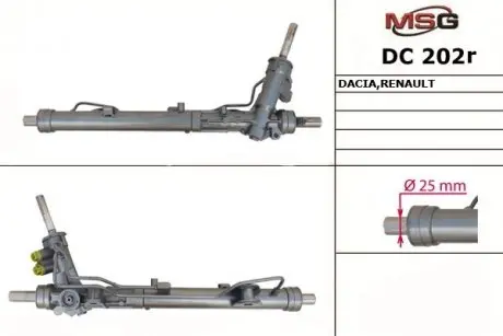DC202R Рулевая рейка с ГУР Dacia Duster, Nissan Terrano, Renault Duster MSG подбор по vin на Brocar