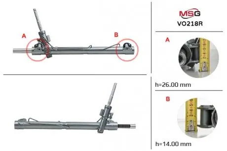 VO218R Рульова рейка з ГУР Volvo S60, Volvo S80, Volvo V60 MSG підбір по vin на Brocar
