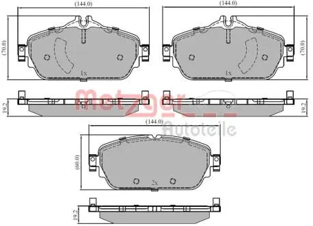 1170853 Колодки тормозные (передние) MB C-class (W205/C205)/E-class (W213) 14- (TRW) METZGER підбір по vin на Brocar