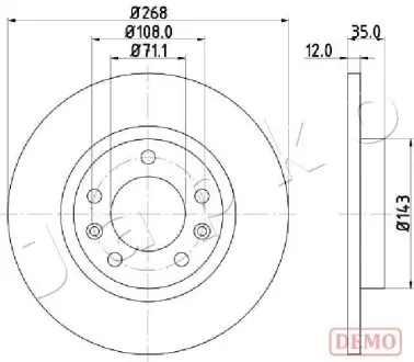 610408C Диск тормозной (задний) Citroen C4 13-/Berlingo/Peugeot Partner 18- (268x12) PRO JAPKO подбор по vin на Brocar