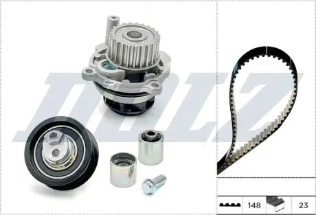 KD166 Комплект ГРМ + помпа Audi A3/Skoda Octavia/VW Golf 2.0FSI 04-10 (148x23) (PA904) DOLZ подбор по vin на Brocar