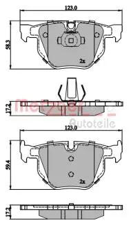 1170843 Колодки тормозные (задние) BMW 5 (E60/E61) 6 (E63/E64) X5(E70/F15) 03- METZGER подбор по vin на Brocar