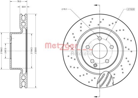 6110870 Диск тормозной (передний) MB S-class (W220/C215) 98-05 (330x32) PRO+ METZGER подбор по vin на Brocar