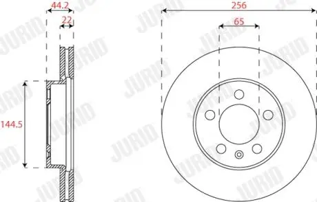 563227JC Диск тормозной (передний) Skoda Octavia/Fabia/Roomster 06- (256x22) JURID подбор по vin на Brocar