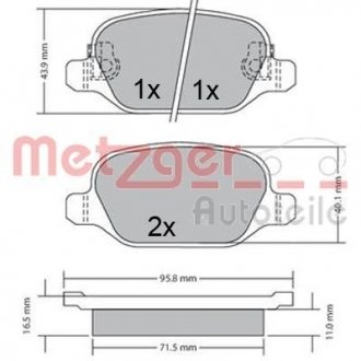 1170680 Комплект тормозных колодок, дисковый тормоз METZGER подбор по vin на Brocar