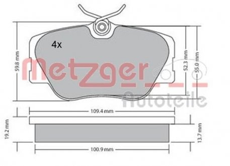 1170151 Комплект тормозных колодок, дисковый тормоз METZGER подбор по vin на Brocar