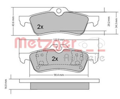 1170154 Комплект тормозных колодок, дисковый тормоз METZGER подбор по vin на Brocar