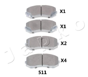 50511 Комплект тормозных колодок, дисковый тормоз JAPKO підбір по vin на Brocar