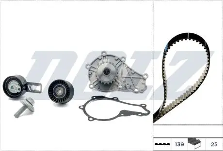KD160 Комплект ГРМ + помпа Citroen C3/Peugeot 207/208/2008 1.4 HDI 06- DOLZ підбір по vin на Brocar