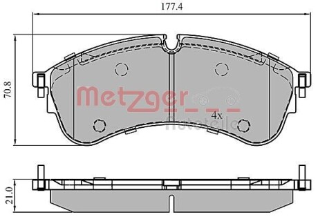 1170907 Колодки тормозные (передние) VW Crafter 16- METZGER подбор по vin на Brocar