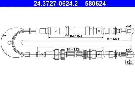 24372706242 Трос, стояночная тормозная система ATE подбор по vin на Brocar