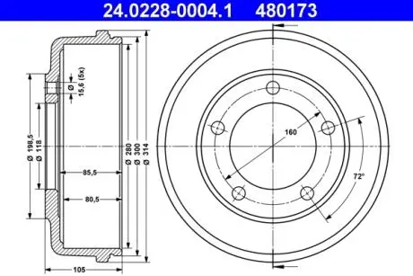 24022800041 Тормозной барабан ATE подбор по vin на Brocar