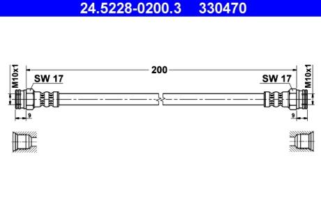 24522802003 Гальмівний шланг ATE підбір по vin на Brocar