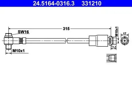 24516403163 Тормозной шланг ATE підбір по vin на Brocar