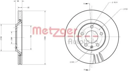 6110697 Гальмівний диск METZGER підбір по vin на Brocar