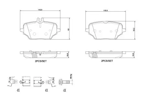 P50162 Гальмівні колодки дискові BREMBO підбір по vin на Brocar