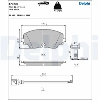 LP3733 Гальмівні колодки, дискові DELPHI підбір по vin на Brocar