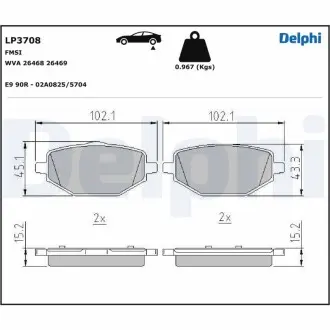 LP3708 Гальмівні колодки, дискові DELPHI підбір по vin на Brocar
